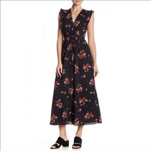 Rebecca Taylor black floral maxi (crepe silk)